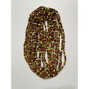 Christmas Wooden Bead Garland @39' Total 7, 7 & 25 Multicolored Twist Connecters